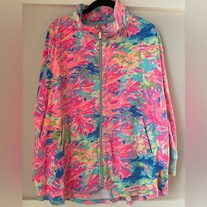 Lilly Pulitzer Leona Zip Up Jacket Palm Beach Coral Women’s XL